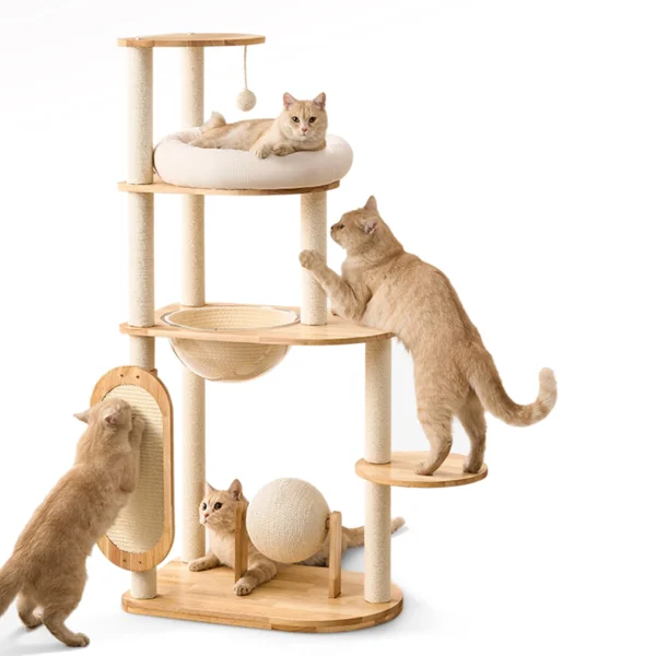 Solid Rubber Wood Cat Climbing Frame